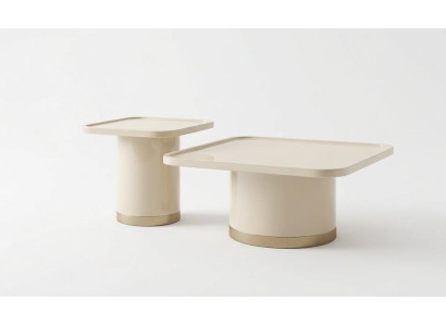 Couchtisch-Set Weiß Farbe Moderner Stil Metallplatte Quadratisch Neu