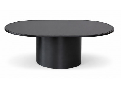 Mittlerer Tisch Schwarz Moderner Metallgestell Metallplatte Oval Neu