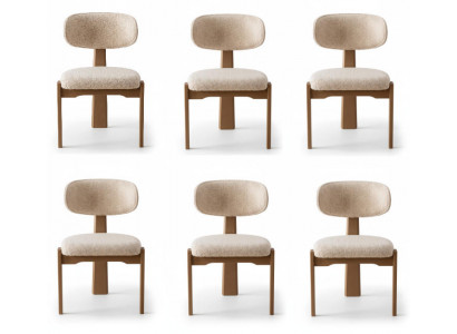 Esstischstühle-Set Moderner Stil Beige Elegantes Design Holzrahmen