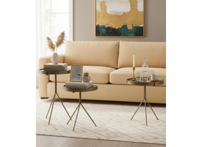 Rund Metall Wohnzimmer Komfort Elegant Beistelltisch Braun Bequem