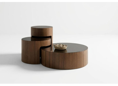 Couchtisch-Set Moderner Stil Braun Holzbeine Holzplatte Runder Neu