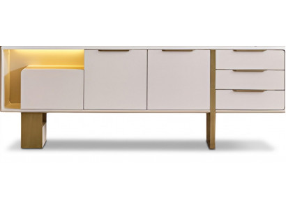 Luxus Sideboard Weiß Gold – Kommode mit LED Beleuchtung Modern High
