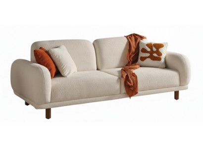 3-Sitzer Sofa Moderner Stil Beiger Farbe Weiches Sofa Holzrahmen