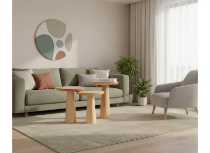 Elegant Holz Couchtische Beige Exklusiv Rund Wohnzimmer Komfort Neu