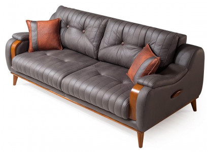 3-Sitzer-Sofa Grau Moderner Stil Weiche Armlehnen Holzrahmen Neu