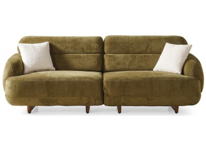 3Sitzer-Ecksofa Grün Moderner Stil Weiche Armlehnen Ausklappbar Modular