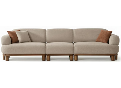 3-Sitzer-Sofa Beige Farbe Moderner Stil Holzrahmen Weiche Armlehnen