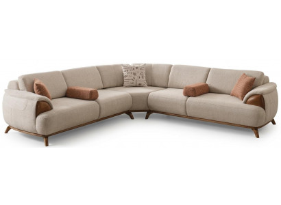 Ecksofa Beige Farbe Moderner Stil Holzbeine Weiche Armlehnen Modular
