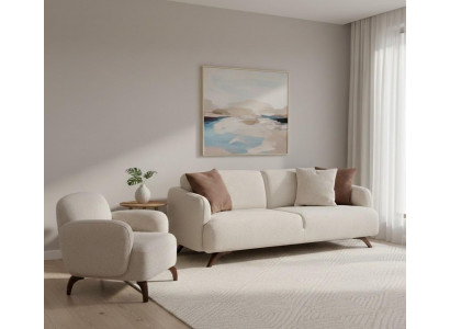 Wohnzimmer Möbel Moderner Stil Beige Holzgestell Komfortabel Entspannend