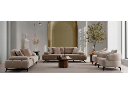 Wohnzimmer Möbel Moderner Stil Beige Holzgestell Komfortabel Entspannend