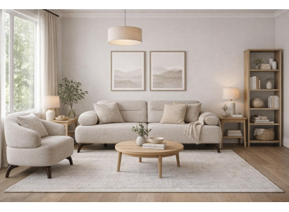 Wohnzimmer Möbel Moderner Stil Beige Holzgestell Komfortabel Entspannend