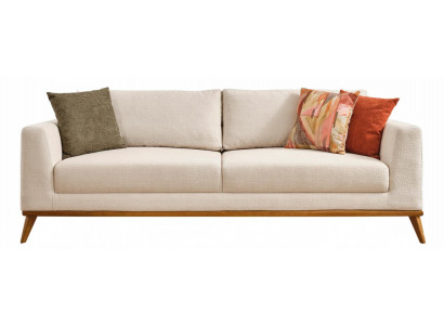 3-Sitzer-Sofa Moderner Stil Beige Farbe Holzrahmen Weiche Polsterung