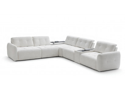 Ecksofa Weiß Farbe Moderner Stil Weiche Armlehnen Beistelltisch Neu