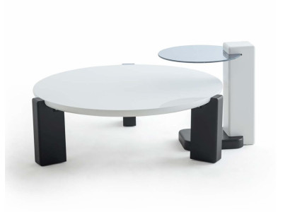 Couchtisch-Set Weiß Farbe Moderner Stil Holzfüße Holzplatte Glasplatte