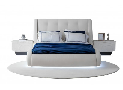 Schlafzimmer-Set Nachttisch Bett Weiß Farbe Moderner Stil Kopfteil Neu