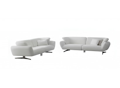 Sofa-Set 3-Sitzer-Sofa Moderner Stil Weiße Farbe Holzrahmen Holzbeine