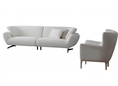 Sofa-Set 3-Sitzer-Sofa Sessel Moderner Stil Weiße Farbe Holzrahmen Neu