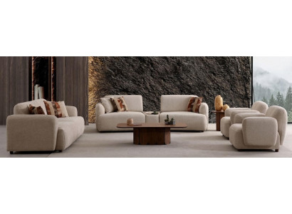 Wohnzimmer Möbel Moderner Stil Beige Holzgestell Komfortabel Entspannend