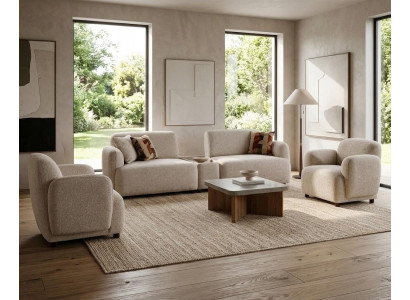 Wohnzimmer Möbel Moderner Stil Beige Holzgestell Komfortabel Entspannend