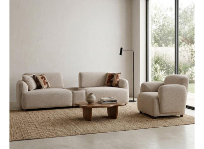 Wohnzimmer Möbel Moderner Stil Beige Holzgestell Kissen Komfortabel