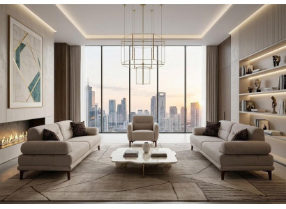Wohnzimmer Möbel Moderner Stil Beige Holzgestell Komfortabel Entspannend
