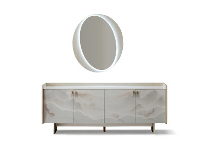 Konsoltisch Beige Farbe Moderne Stil Holzplatte Holzfüße Holzrahmen