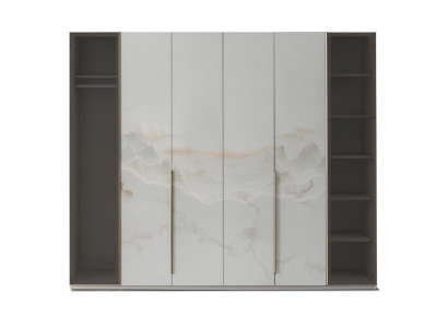 Kleiderschrank Beige Farbe Moderne Stil Holzrahmen Große Regale Neu