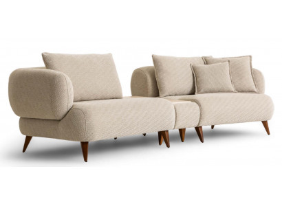 3-Sitzer Sofa Moderner Stil Beige Weiche Polsterung Elegantes Design