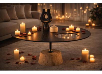 Modern Holz Couchtisch Schwarz Neu Bequem Rund Praktisch Wohnzimmer