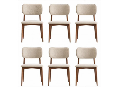 Esstischstühle Set Moderner Stil Beige Holzrahmen Weiche Polsterung