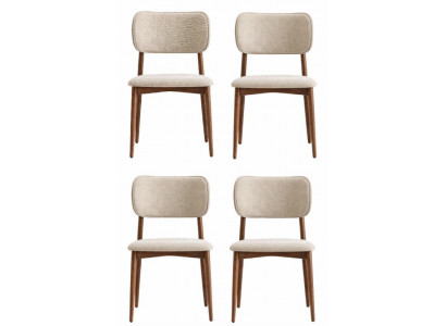 Esstischstühle Set Moderner Stil Beige Holzgestell Elegantes Design