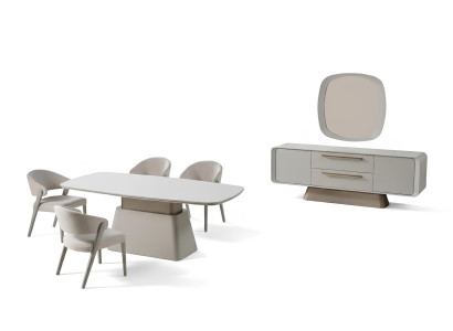 Esszimmer-Set Tisch Konsoltisch Beige Farbe Spiegel Moderner Stil Neu