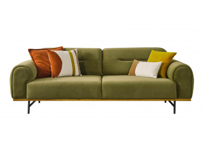 3-Sitzer Sofa Set Moderner Stil Grün Holzgestell Elegantes Design