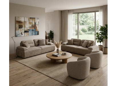 Wohnzimmer Möbel Moderner Stil Beige Holzgestell Komfortabel Entspannend