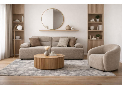 Wohnzimmer Möbel Moderner Stil Beige Holzgestell Kissen Komfortabel