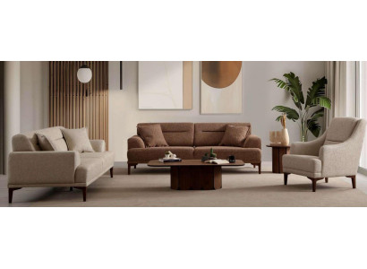 Wohnzimmer Möbel Moderner Stil Braun Holzgestell Entspannend Elegant