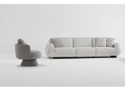 Sofa-Set 4-Sitzer-Sofa Sessel Moderner Stil Weiße Farbe Weiche Armlehnen