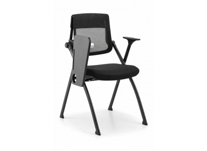 Ergonomischer Seminarstuhl mit Mesh-Rückenlehne und klappbarem Tablet