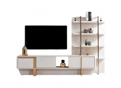 Wohnwand Moderner Stil Beige Farbe Geräumige Wohnwand Elegantes Design