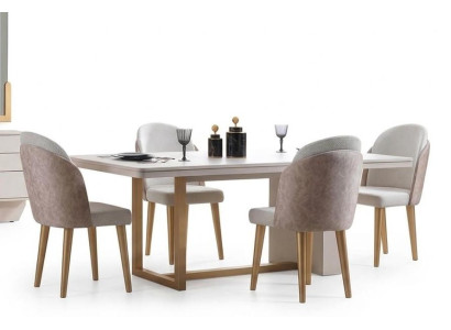 Esszimmer Set Moderner Stil Beige Geräumiger Tisch Elegantes Design