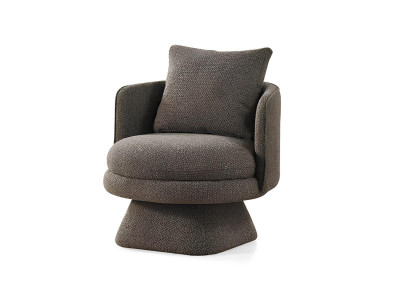 Sessel Grau Farbe Stil Modern Weicher Sessel Holzrahmen Runde Form Neu