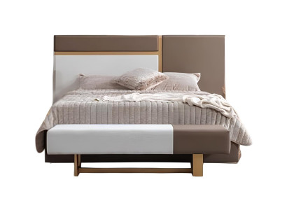 Bett Moderner Stil Braune Farbe Holzrahmen Polsterbett Elegantes Design