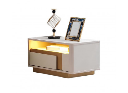 Nachttisch Moderner Stil Beige Farbe Holzgestell Elegantes Design
