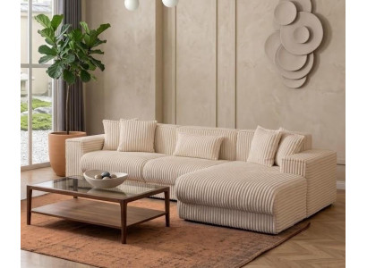 Ecksofa Moderner Stil Weiß Holzgestell Weich Elegant Komfortabel