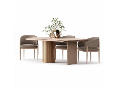 Esszimmer Set Set Moderner Stil Beige Holzgestell Elegantes Design