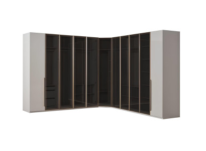 Eckschrank Weiß Schwarz Moderner Stil Glasfronten Holz-Glastüren Neu