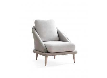 Sessel Weiß Farbe Moderner Stil Holzrahmen Holzbeine Weicher Sessel