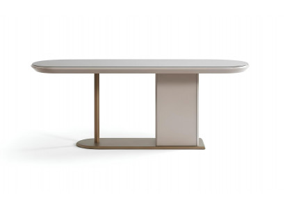 Tisch Beige Farbe Moderner Stil Metallgestell Glasplatte Rechteckig
