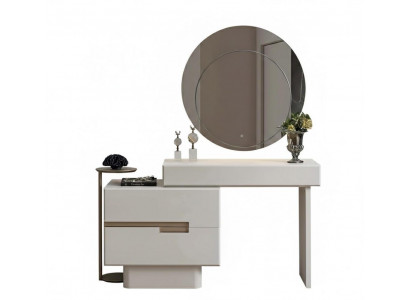 Kommode-Set Kommode Spiegel Holzrahmen Rundspiegel Holzfüße Neu