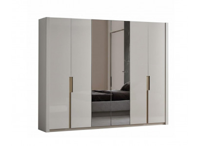 Kleiderschrank Beige Farbe Moderne Stil Holzrahmen Spiegelfassade Neu